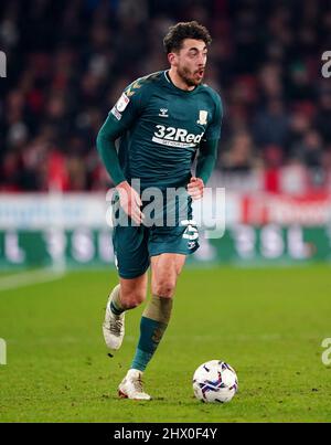 Matt Crooks de Middlesbrough lors du match de championnat Sky Bet à Bramall Lane, Sheffield. Date de la photo: Mardi 8 mars 2022. Banque D'Images