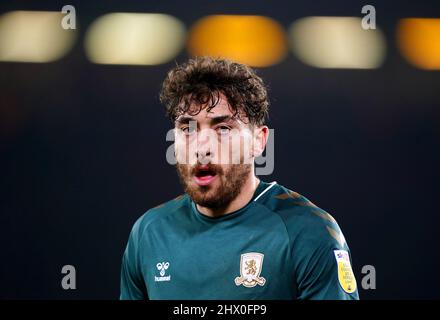 Matt Crooks de Middlesbrough lors du match de championnat Sky Bet à Bramall Lane, Sheffield. Date de la photo: Mardi 8 mars 2022. Banque D'Images