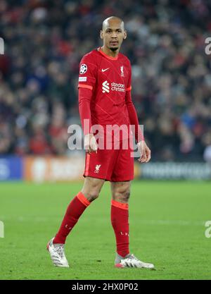 8th mars 2022 ; Anfield, Liverpool, Angleterre ; Champions League football, Liverpool contre Inter Milan : Fabinho de Liverpool Banque D'Images