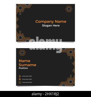 carte de visite noire abstraite à double face hexagonale templat Banque D'Images