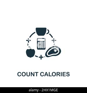 Icône compter les calories. Icône monochrome simple pour les modèles, la conception Web et les infographies Illustration de Vecteur