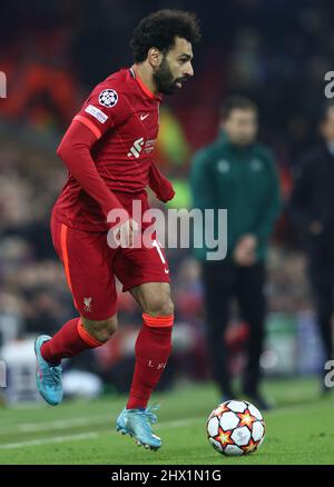 Liverpool, Angleterre, le 8th mars 2022. Mohamed Salah de Liverpool lors du match de la Ligue des champions de l'UEFA à Anfield, Liverpool. Le crédit photo doit être lu : Darren Staples / Sportimage Banque D'Images