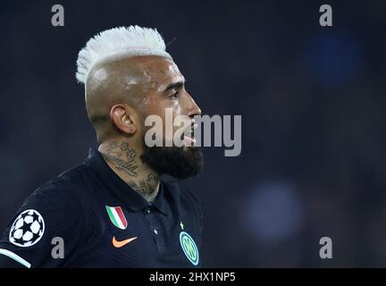 Liverpool, Angleterre, le 8th mars 2022. Arturo Vidal d'Internazionale lors du match de l'UEFA Champions League à Anfield, Liverpool. Le crédit photo doit être lu : Darren Staples / Sportimage Banque D'Images