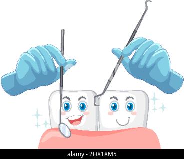 Illustration du modèle main de dentiste avec dents humaines Illustration de Vecteur