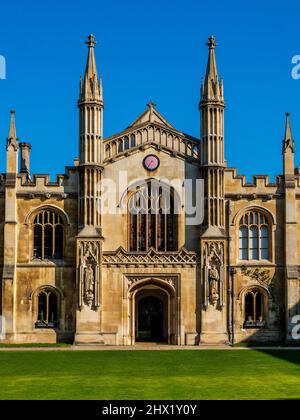 La nouvelle Cour de Corpus Christi College, qui fait partie de l'Université de Cambridge, au Royaume-Uni. Le collège a été fondé en 1352 par les habitants de Cambridge. Banque D'Images