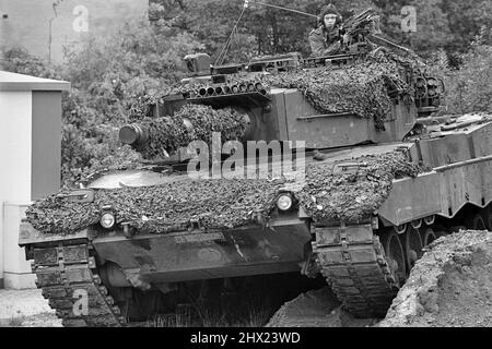 - Exercices de l'OTAN en Allemagne, char Leopard II de l'armée allemande (septembre 1988) Banque D'Images