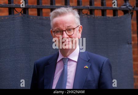 Londres, Royaume-Uni. 09th mars 2022. Michae Gove, secrétaire d'État à la mise à niveau, au logement et aux collectivités et ministre des relations intergouvernementales à Downing Street. Crédit : Mark Thomas/Alay Live News Banque D'Images