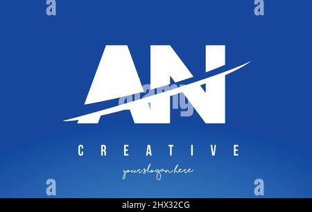 LOGO moderne A N Letter avec Swoosh coupant le fond blanc et jaune du milieu. Illustration de Vecteur