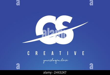 LOGO CS C S Letter Modern avec logo Swoosh coupant le fond blanc et jaune du milieu. Illustration de Vecteur