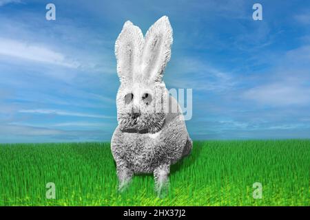 Bébé lapin dans l'herbe. 3D rendu de l'illustration. Banque D'Images