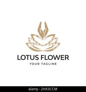 Design de logo d'art de fleur de lotus de spa, emblème abstrait, concept de design, logo, éléments de logotype pour modèle Illustration de Vecteur