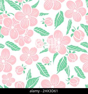 La sakura en fleur crée un motif sans couture Illustration de Vecteur