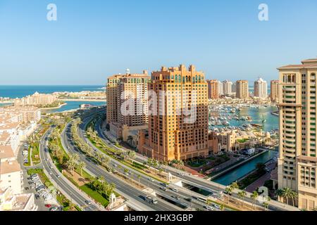 Vue aérienne Peral Qatar Porto Arabia Banque D'Images