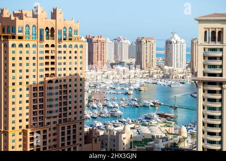 Vue aérienne Peral Qatar Porto Arabia Banque D'Images