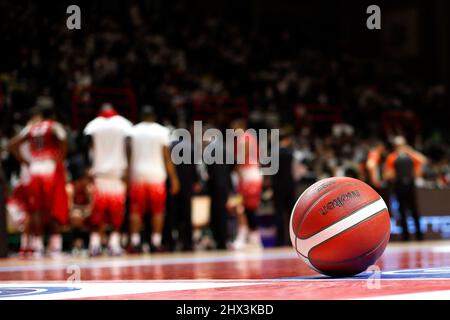 Casale Monferrato, Italie. 06th mars 2022. Italie, Casale Monferrato (AL), 03 06 2022: Balle officielle de Lega basket série A 2021-2022 pendant le match de basket DERTHONA PANIER vs A|X Armani Milan, Lega basket A 2021-2022 day21, PalaEnergica (photo de Fabrizio Andrea Bertani/Pacific Press) Credit: Pacific Press Media production Corp./Alay Live News Banque D'Images