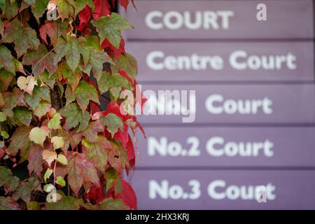 Panneaux du court de tennis de Wimbledon Banque D'Images