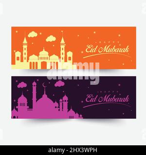 Bannière simple et moderne pour Eid Mubarak Illustration de Vecteur