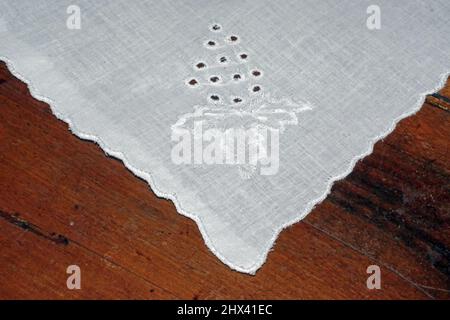 Broderie italienne artisanale close-uo Banque D'Images