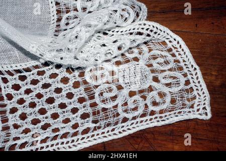 Broderie italienne artisanale close-uo Banque D'Images