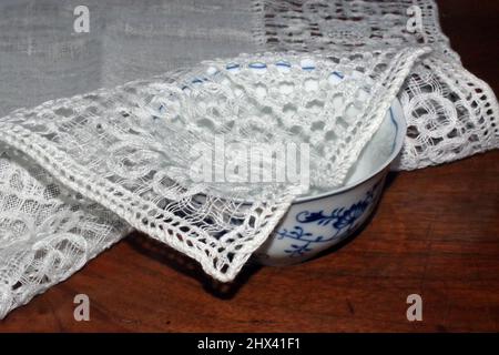 Broderie italienne artisanale close-uo Banque D'Images