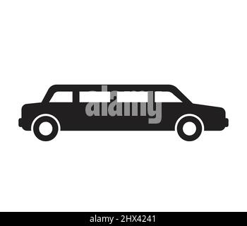 limousine simple extensible silhouette noire silhouette icône symbole de vue latérale vecteur isolé sur fond blanc Illustration de Vecteur