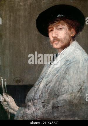 Autoportrait de l'artiste américain James Abbott McNeill Whistler (1834-1903), huile sur toile, c. 1872 Banque D'Images