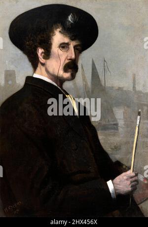 Portrait de l'artiste américain James Abbott McNeill Whistler (1834-1903) par Walter Greaves, huile sur toile, 18970 Banque D'Images