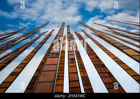 Sculpture d'art public Grass Blades au Seattle Center Banque D'Images