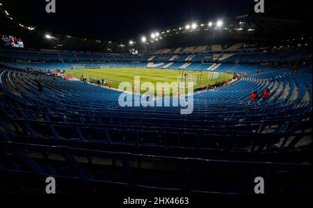 Manchester, Angleterre, 9th mars 2022. Vue générale du stade avant le match de l'UEFA Champions League au Etihad Stadium de Manchester. Le crédit photo devrait se lire: Andrew Yates / Sportimage Banque D'Images