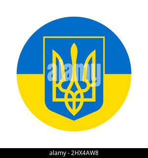 Armoiries d'Ukraine. Icône Trident. Emblème d'état dans un cercle. Symbole national ukrainien. Illustration vectorielle. Illustration de Vecteur