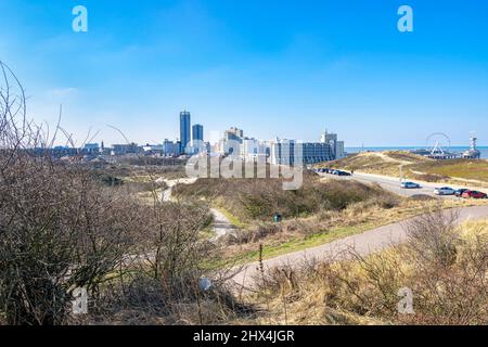 Vue sur la station balnéaire de Scheveningen, proche de la ville de la Haye, pays-Bas Banque D'Images