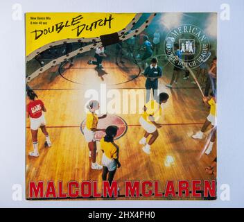Couverture photo de la version simple de 12 pouces de Double Dutch par Malcolm McLaren, qui a été publié en 1983 Banque D'Images