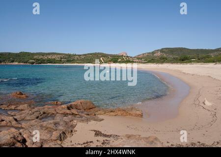 France, Corse, Plage d'Arone, plage de sable à large baie Banque D'Images