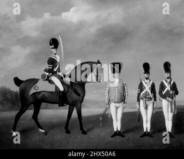 Les photos de la Reine : anciens maîtres de la Collection royale George Stubbs 1724-1806 soldats des Dragoons de la dixième lumière, 1793. Huile sur toile 102,2 x 127,0 cm avec la permission gracieuse de sa Majesté la Reine. 04 mars 1955. Banque D'Images