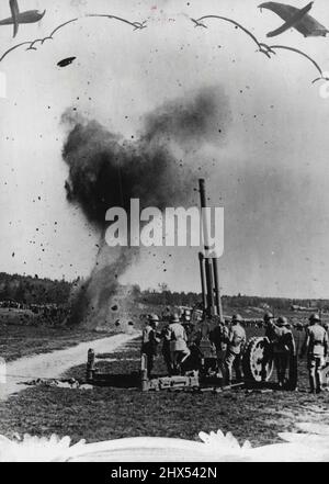 Anti-avion -- une arme anti-avion en action lors d'un raid de bombardement lors d'une démonstration aérienne à Stockholm, récemment. 12 mai 1936. (Photo de Sport & General Press Agency, Limited). Banque D'Images