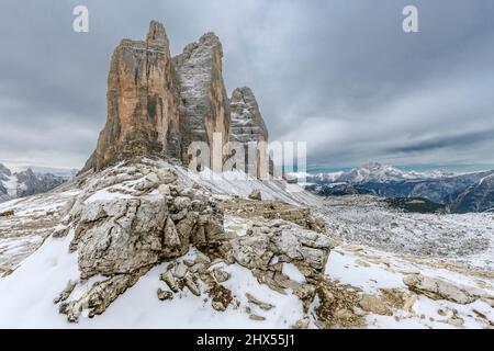 Trois tours de Lavaredo, parc naturel de Tre cime, Dolomites, alpes italiennes Banque D'Images