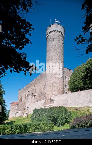 Estonie, Tallinn, Toompea, le château de Toompea et la tour Pikk Hermann Banque D'Images