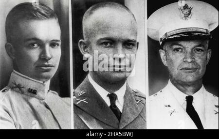 Eisenhower - Lieutenant, Major et Colonel -- général Dwight D. Eisenhower, nommé hier candidat républicain à la présidence, est montré dans trois phases de sa carrière d'homme militaire. Il est montré à gauche comme jeune lieutenant peu après son mariage en 1916; comme major (au centre) en 1926, et comme colonel (à droite) à Manille en 1939. 12 juillet 1952. (Photo par AP Wirephoto). Banque D'Images