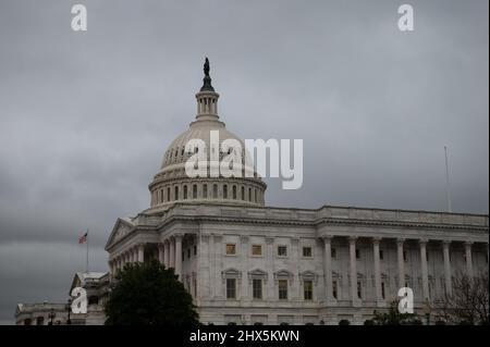 Washington, États-Unis. 09th mars 2022. Une vue générale du Capitole des États-Unis, à Washington, DC, le mercredi 9 mars, 2022. (Graeme Sloan/Sipa USA) Credit: SIPA USA/Alay Live News Banque D'Images