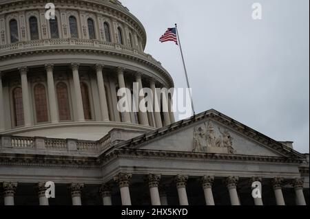 Washington, États-Unis. 09th mars 2022. Une vue générale du Capitole des États-Unis, à Washington, DC, le mercredi 9 mars, 2022. (Graeme Sloan/Sipa USA) Credit: SIPA USA/Alay Live News Banque D'Images