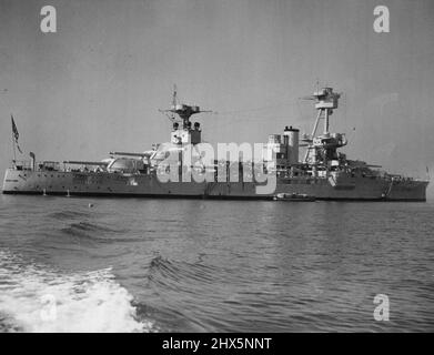 Pour participer à Coronation Review -- The Battleship New York. Qui a été le vaisseau amiral Hugh Rodman lorsqu'il a commandé le sixième escadron de bataille de la grande flotte à Scappa Flow pendant la Guerre mondiale, participera à la revue navale internationale à Spithead, le 18 mai, en relation avec le couronnement du roi George VI Le Gouvernement britannique a demandé aux États-Unis et à d'autres pays étrangers de participer à l'examen. 14 mars 1937. (Photo par Wide World photos). Banque D'Images