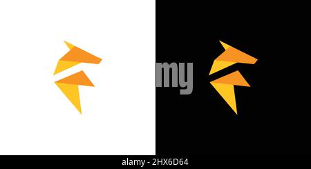 Motif abstrait et coloré de la lettre F du logo de renard Illustration de Vecteur