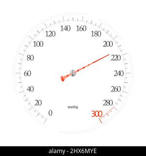 Sphygmomanomètre (tonomètre mécanique) isolé sur fond blanc. Illustration en liège, emblème, signe, icône Banque D'Images