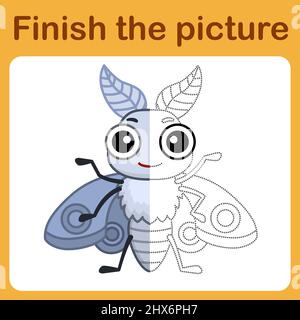 Connectez le point et complétez l'image.Coloration simple pour les enfants.Jeu de dessin Illustration de Vecteur
