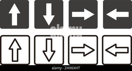 Ensemble d'icônes de flèche vers le haut, le bas, la gauche et la droite. Orientation et direction. Vecteurs modifiables. Illustration de Vecteur