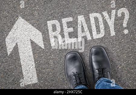 Texte sur le sol - prêt Banque D'Images