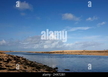 Embouchure de la rivière Hayle à Porth Kidney Sands, Cornwall, Angleterre, Royaume-Uni Banque D'Images