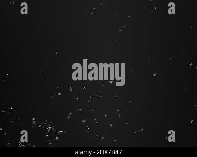 Morceaux de verre cassés ou fissurés sur fond noir, illustration 3D ; rendu 3D Banque D'Images