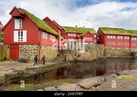 Torshavn, Îles Féroé, Danemark - 03 mai 2018 : quelques bâtiments anciens et traditionnels à Tinganes, Torshavn, Îles Féroé, Danemark. Banque D'Images