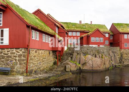 Torshavn, Îles Féroé, Danemark - 03 mai 2018 : quelques bâtiments anciens et traditionnels à Tinganes, Torshavn, Îles Féroé, Danemark. Banque D'Images